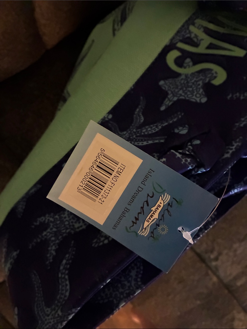 Bahamas Starfish Tote Bag - Blue & Aqua - Picture 2 of 3